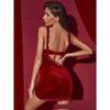 Großhandel Damen Sexy Push-Up Spaghettiträger Nachthemd Dame Rotes Samt Nachthemd Weihnachtsnachthemd