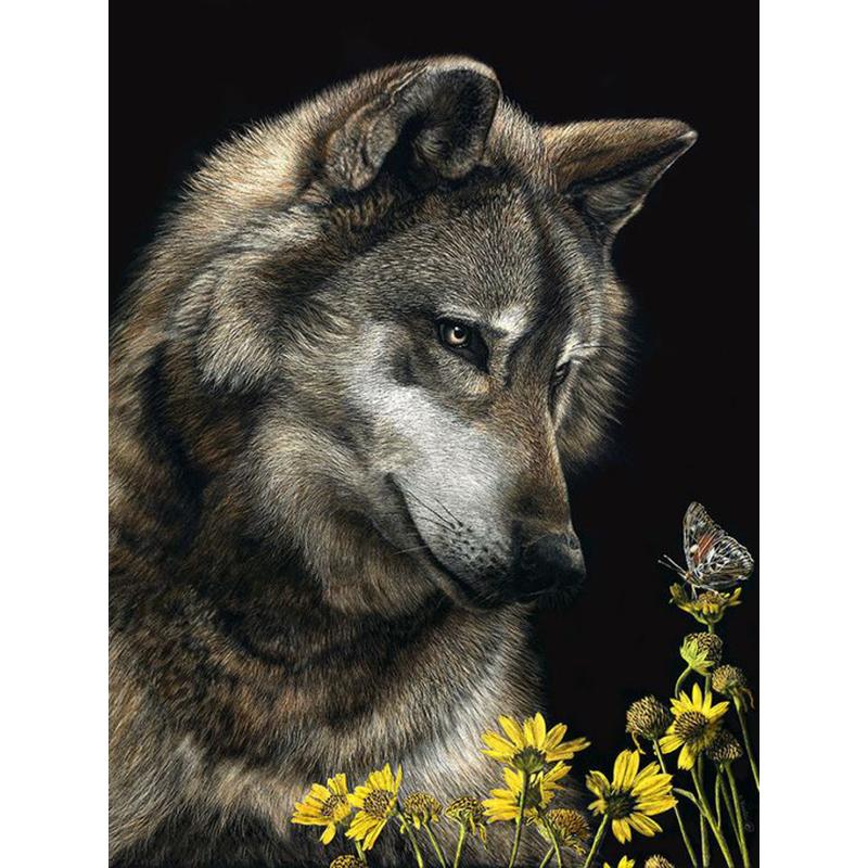 

Волк DIY 5D алмазная живопись полная круглая дрель животное Алмазная вышивка крестиком картина ремесленный комплект настенное искусство домашний декор Full Round 20x30CM