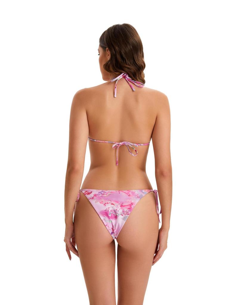 2026 Stylová evropská a americká dámská bikiny sada - Sexy potištěný dvoudílný s možností třídílného s uvazováním v pase