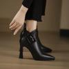 Fashion 2024 Fashion Ladies Shoes Side Zipper Women's Boots Winter Pointed Toe Solid Sexy Short Barrel Stilettos or Thin Heels Boots