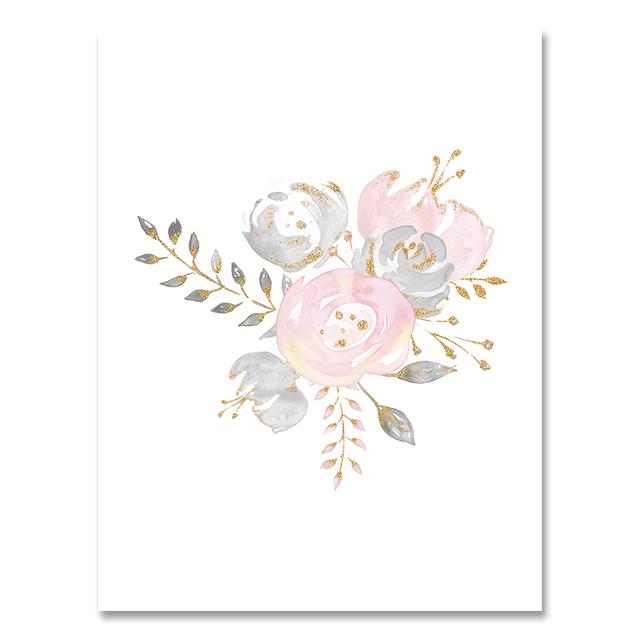 Personalized Poster Baby Name Custom Canvas Painting Nursery Prints Pink Flowers Wall Art Pictures For Girls Room Decoration No Frame