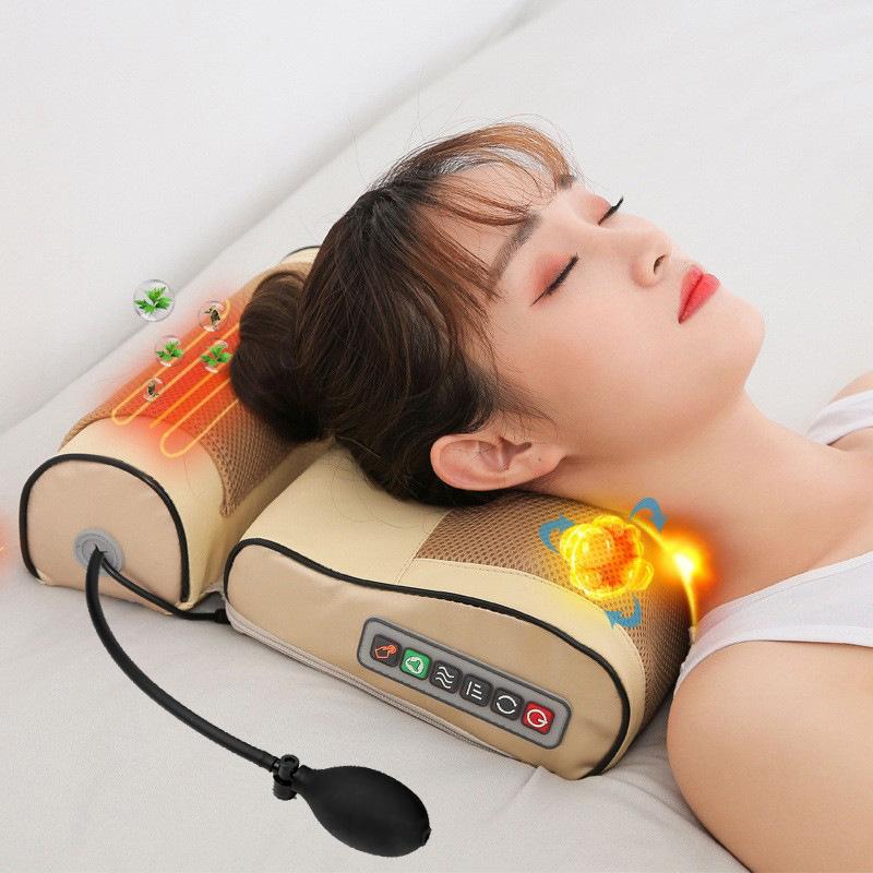 1Pc Cervical Massager Neck Massage Pillow Heating Lumbar Spine Waist Hot Compress Multifunctional Massager Kneading Pillow Household