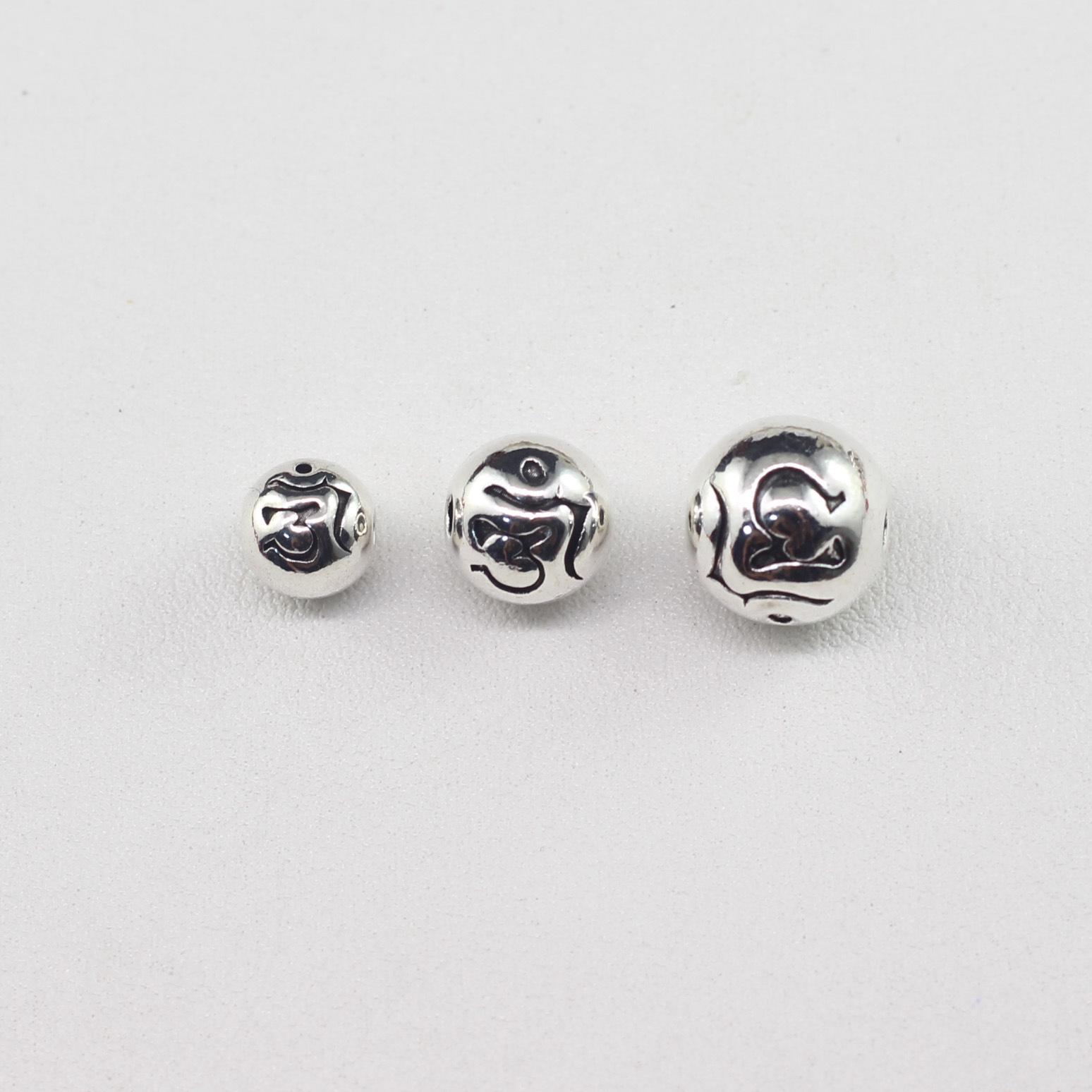 

Круглые бусины из тибетского серебряного сплава с шестью словами-мантрами для самодельных браслетов и брелоков Бодхи 12mm античный серебряного