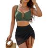 Women Two Piece Bikini Set U-wire Push-up Top Drawstring Tummy Control Swimsuit Summer Beach Pool Women Bathing Suit Swimwear