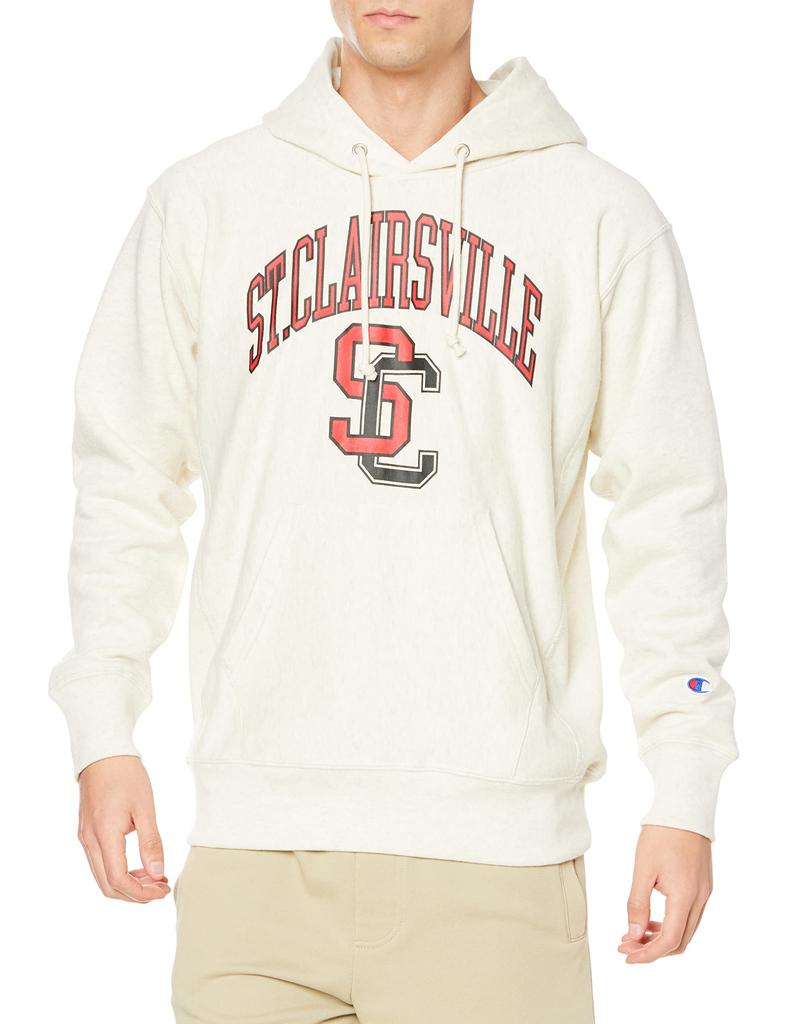 Champion Oatmeal Long 10oz Character Graphic Relaxed Reverse Men's Hoodie, Sleeve, Fleece, Print, Print, Fit, Oversized, Weave®, C3-X111