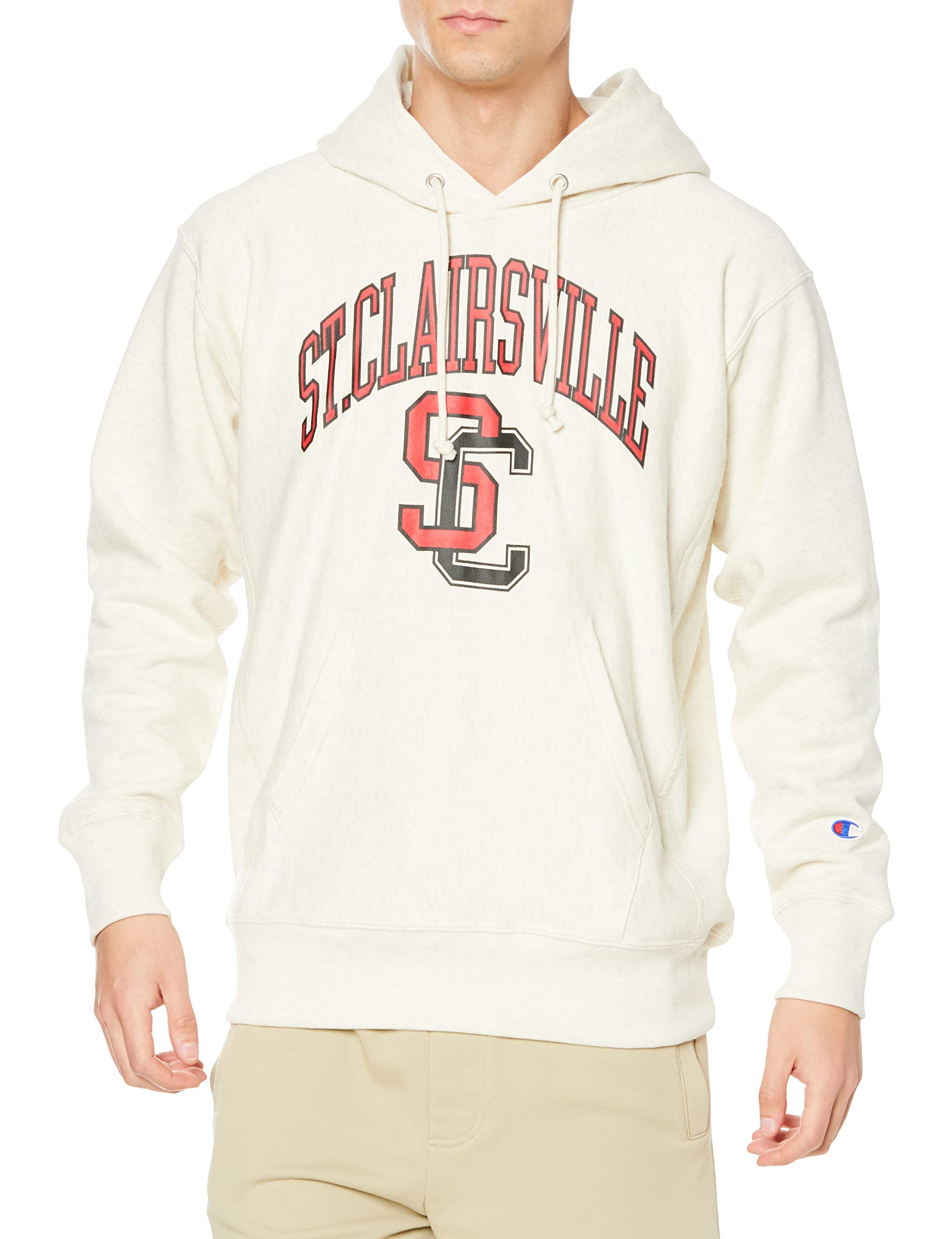 

Champion Oatmeal Long 10oz Character Graphic Relaxed Reverse Men s Hoodie, Sleeve, Fleece, Print, Print, Fit, Oversized, Weave®, C3-X111