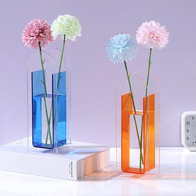 Helle Acrylvase im nordischen Stil, farbige Blumenvase, durchscheinender Blumenbehälter, Heimdekoration