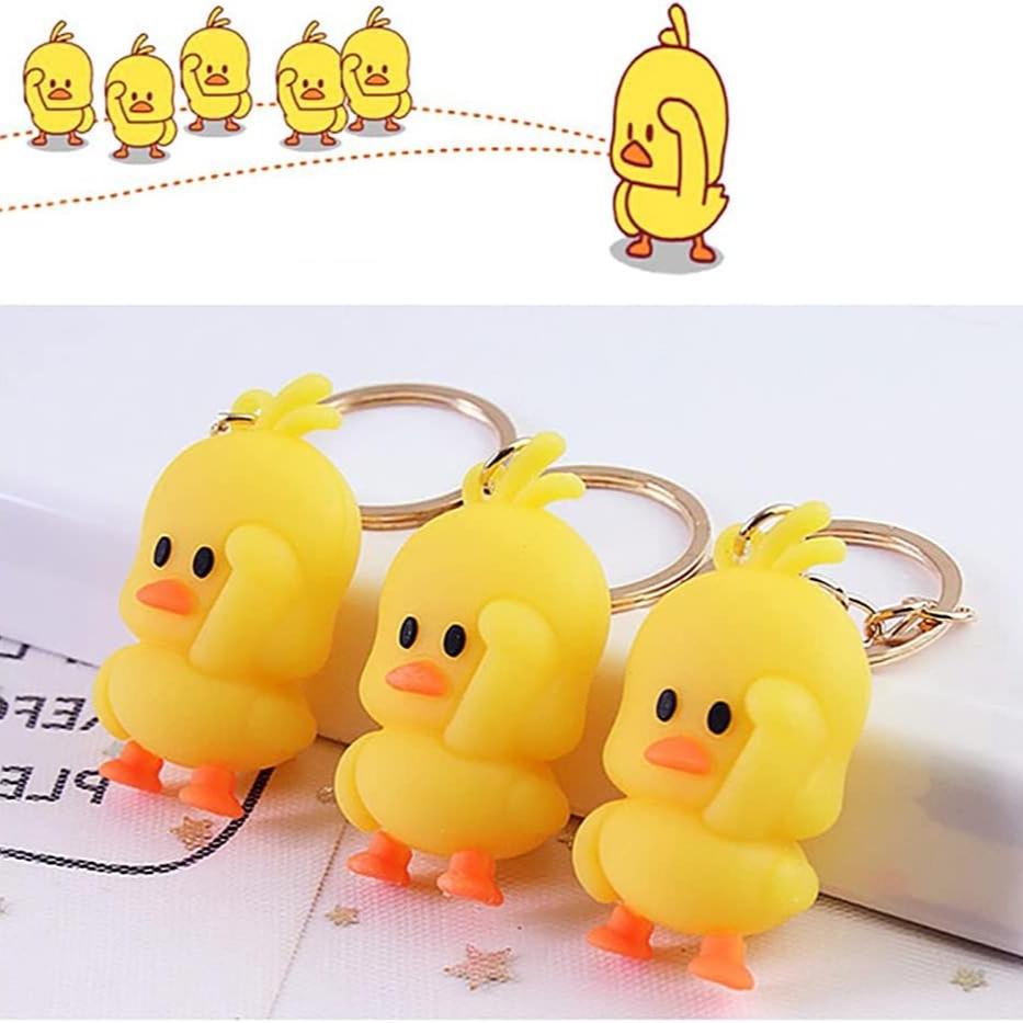 10 Pcs Yellow Rubber Ducky Keychains Duck Key Chains Mini Cute Novelty Key Rings Bag Pendants Car Pendants with Yellow Duck for Kids