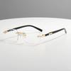 Women Men Business Style Frameless Reading Glasses Trendy Blue Light Blocking Eyewear Rimless Square Far Sighted Eyeglasses