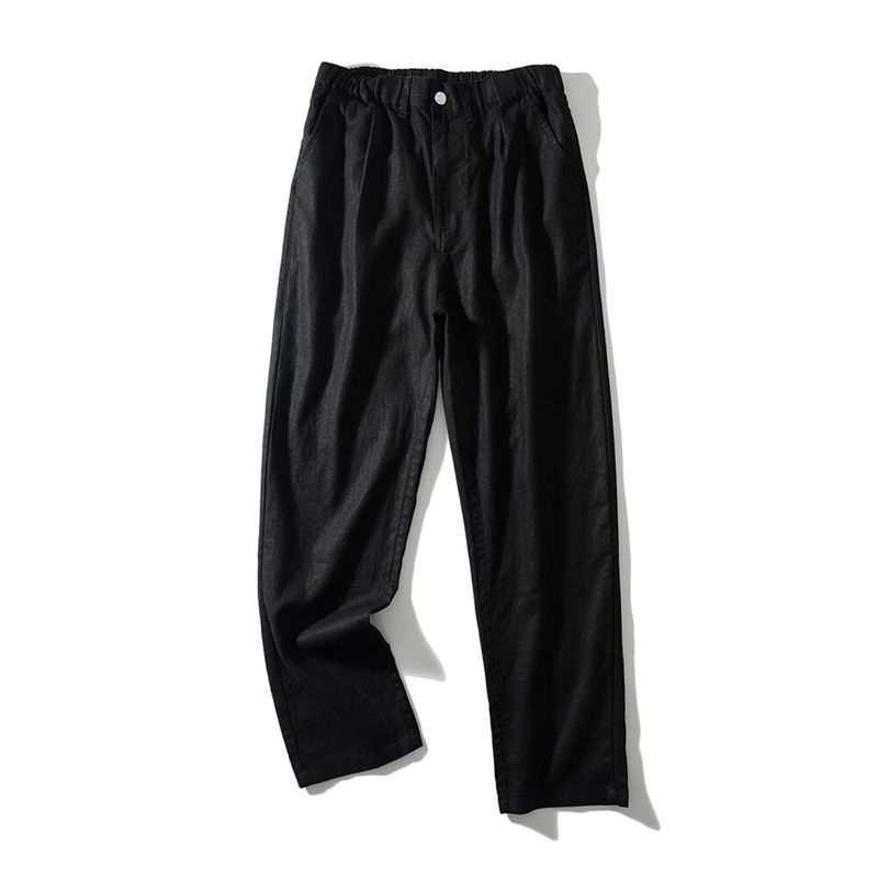 Old Money Style Linen Pants for Men, Summer Thin Loose Straight Cotton-Linen Trousers, Export Men's Clothing, Japanese Casual Long Pants