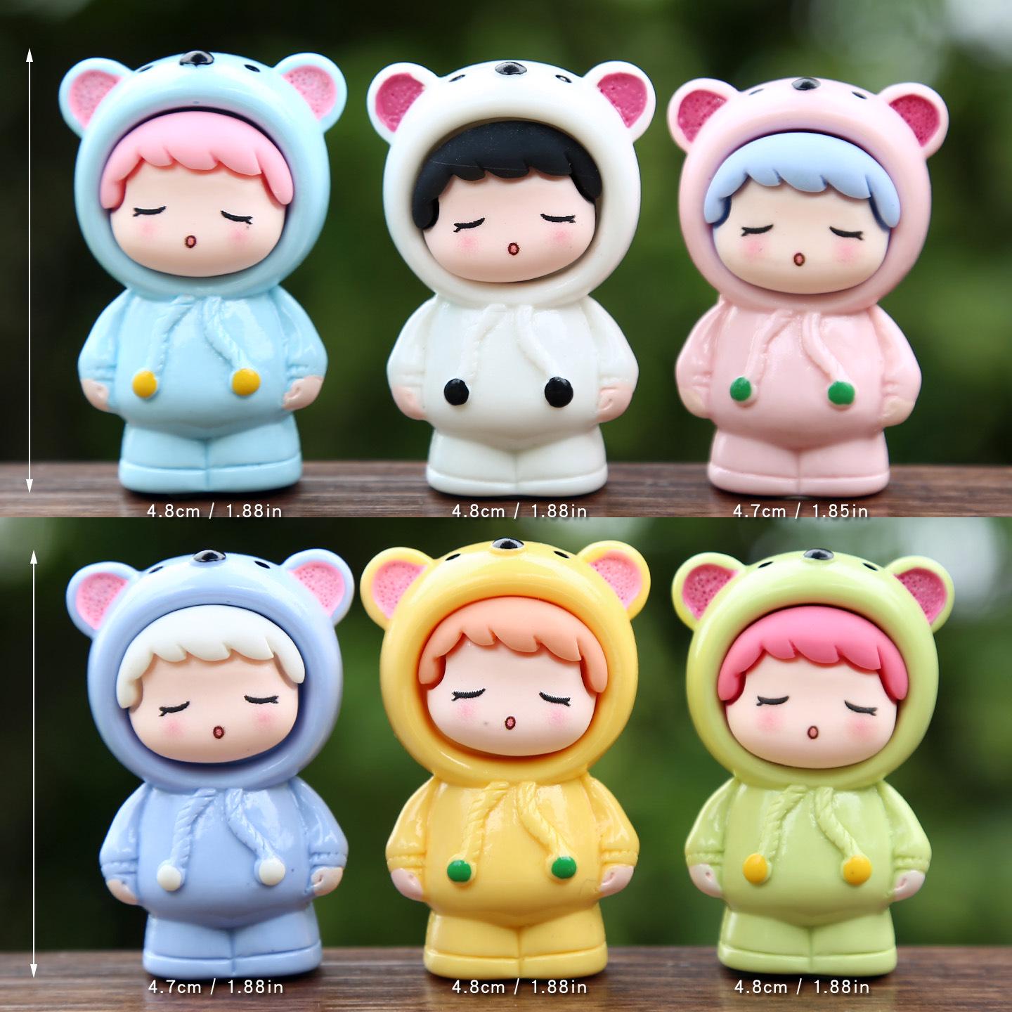 Cartoon Girl Hoodie Sleeping Baby Doll Ornament Figurine Fruit Cute KT