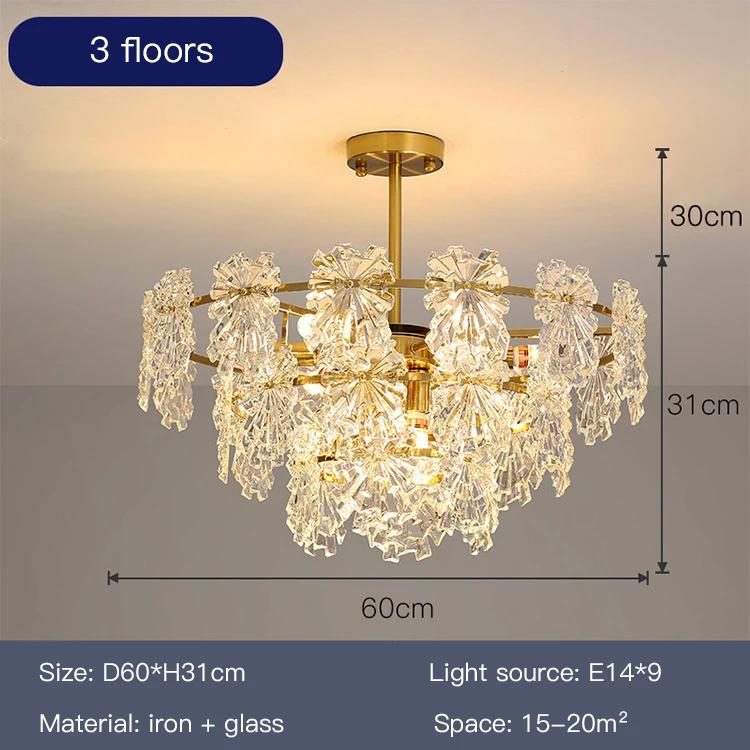 Modern Light Luxury Living Room LED Chandeliers Glass Bedroom French High-quality Ceiling Light Decoration Dining Room Lighting
