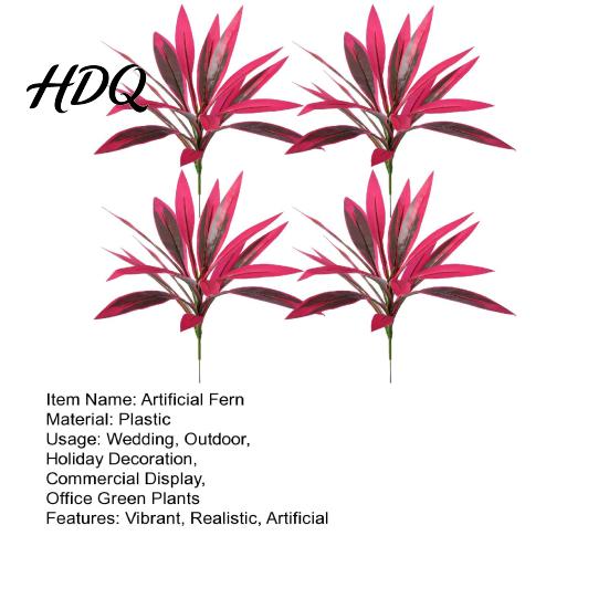 Vibrant Artificial Ferns Large Realistic Fern Dragon's Blood Tree Plants with Pink/Purple Leaves Outdoor Fake UV Resistant for Garden Patio
