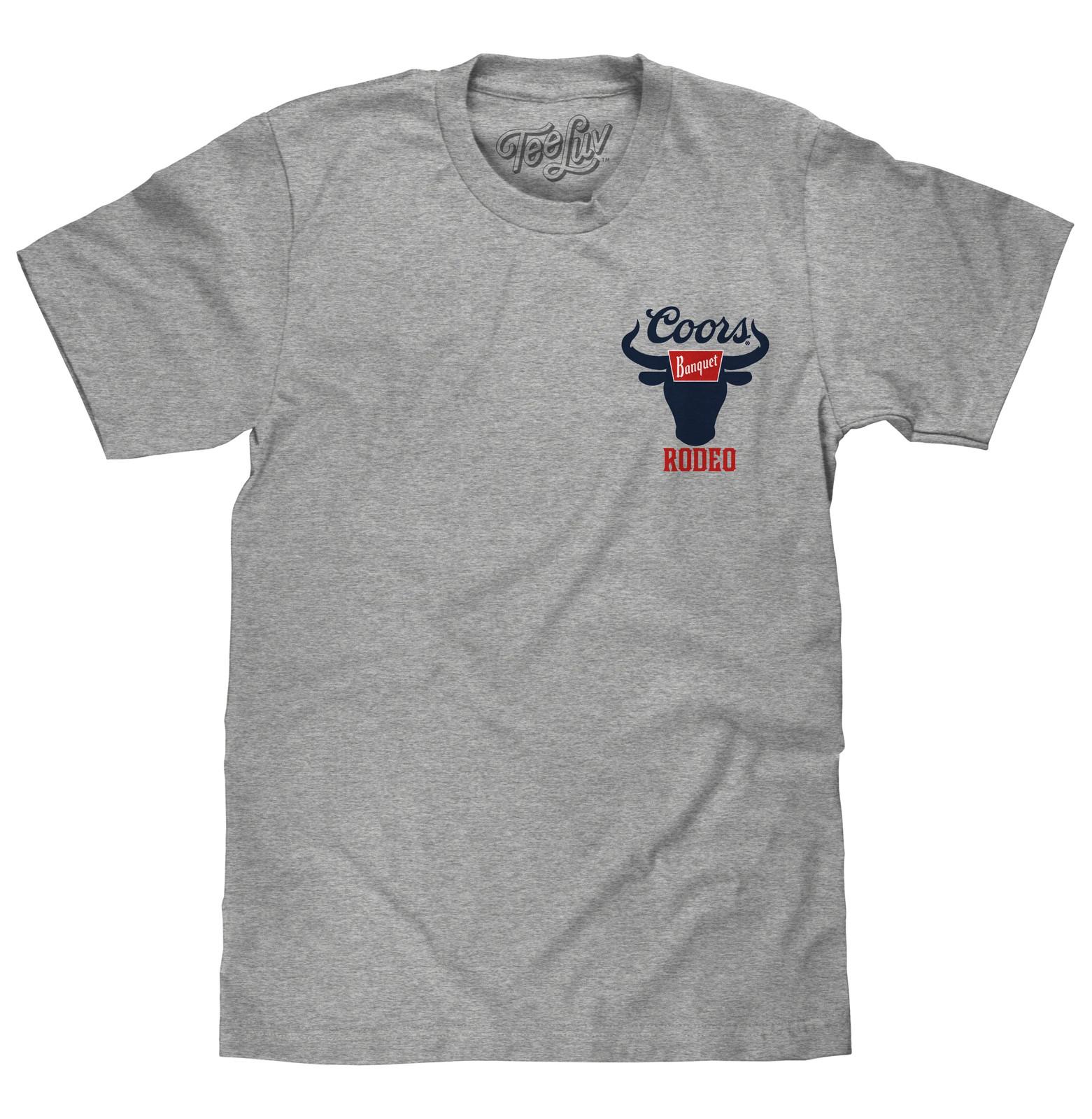 Coors Banquet Beer Rodeo Bull Front and Back Print Mens T Shirt Athletic Gray XL