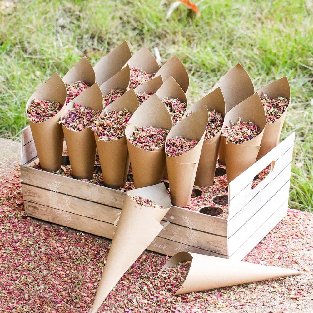 120 Pcs Ties Nut Pod Paper Candy Cones Vintage Flower Bouquet Confetti Petal Covers for Women Women's