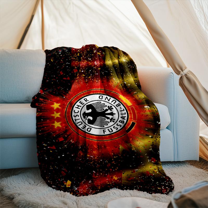 1PC Germany Football Emblem Printed Soft Flannel Blanket Throw for Adult Bedroom Living Room Sofa Camping Travel Fan gifts Christmas Gifts
