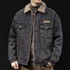 Men's Retro Winter Denim Jacket with Lambswool Lining - Trendy, Handsome, and Warm Cotton Outerwear
