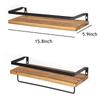 Wooden Floating Shelf Wall Mounted Spice Holder Shower Makeup Stand Kitchen Bathroom Organizer Storage Rack With Towel Bar