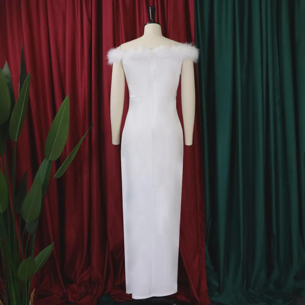 D285 2022 New Women's European & American Fashion Feather Evening Gown