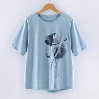 Women's Short Sleeve T-Shirt Cotton Loose Printing Female Tee Large Size Summer