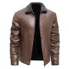 Men's Plus Size Winter Fur-Lined Leather Jacket with Lapel
