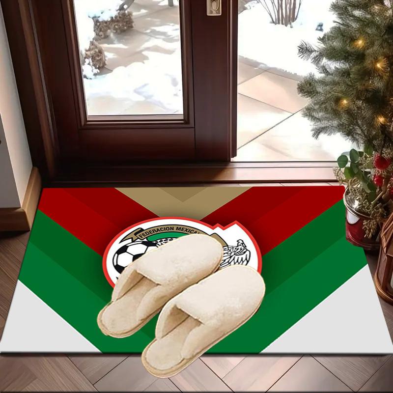 Mexico Football Team Emblem Printed Area Rug for Office, Chair Rug, Decorative Carpet Floor Mat, Large Size Fan gifts Christmas gifts