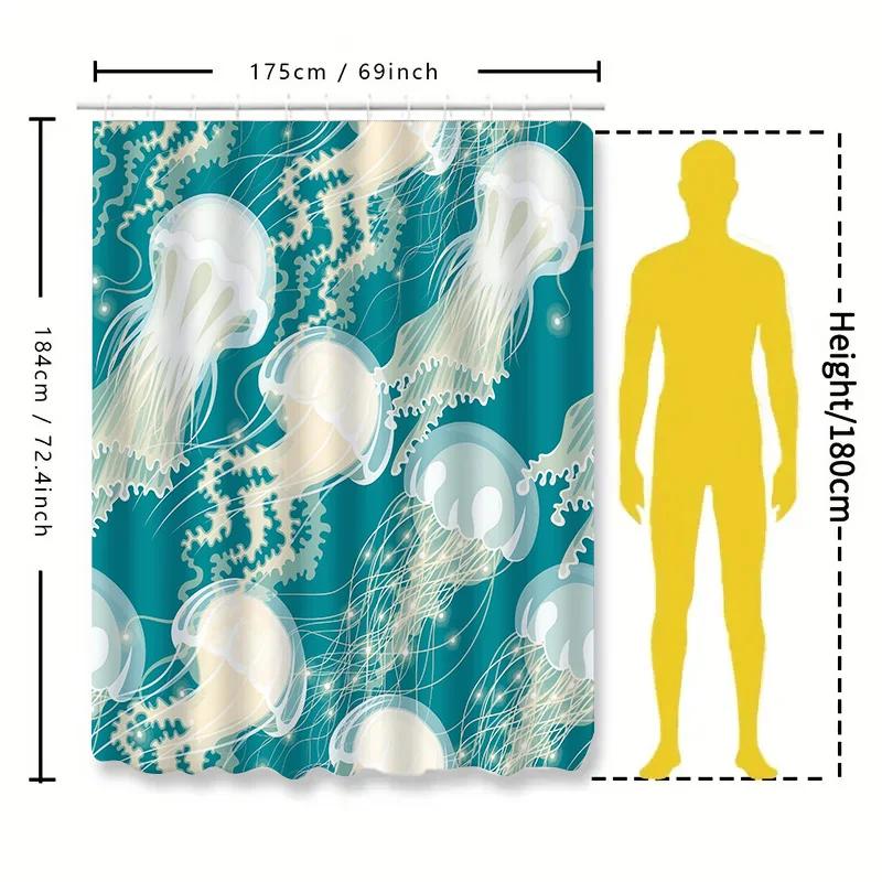 Elegant Jellyfish Pattern Shower Curtain For Modern Bathroom Decor Creative And Artistic Design Waterproof And Durable Easyclean