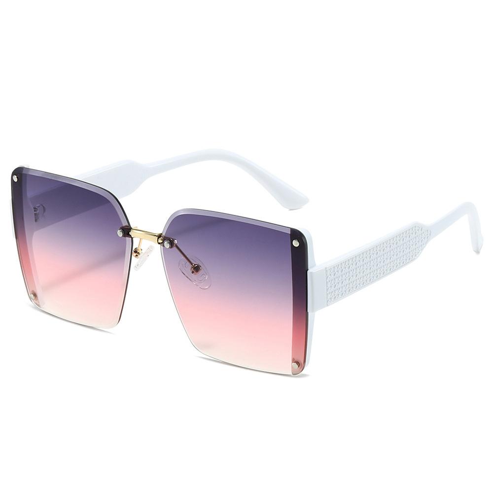 New Luxury Leopard Gradient Square Sunglasses Women Retro Trend Rimless UV400 Protection Fashion Brand Design