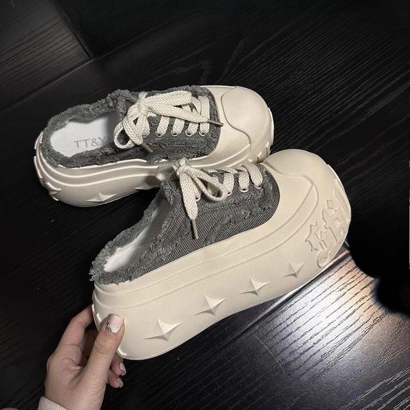 A New Style of Women s Half-drag and Versatile Shoes with Thick Soled Bread Soles and Big Head Cake 35 2179₽