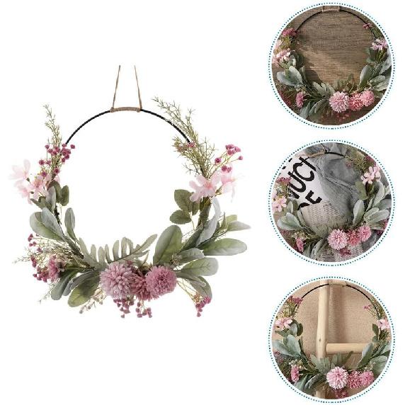 Zerodeko Door Wreath Garland Hoop Indoor Plants Artificial Garland Anthurium The Flowers Iron Metal Hoop Wreath Front Door Hoop Wreath