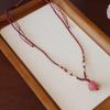 Natural Chalcedony Strawberry Crystal Braided Rope Necklace Bangles Women Fashion Jewelry Accessories Gift