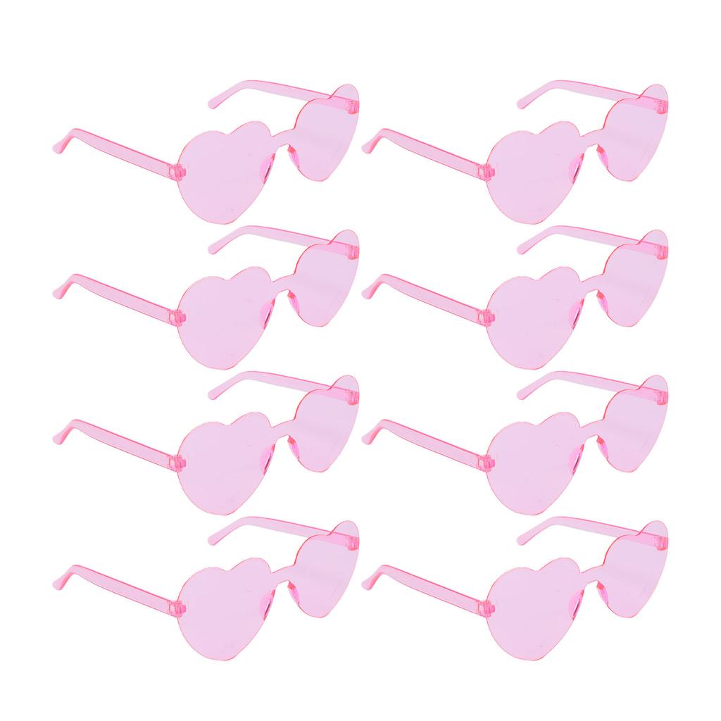 8 Pairs Heart Shaped Sunglasses Love Pink Candy Color Rimless Heart Shaped Sunglasses for Women Pink
