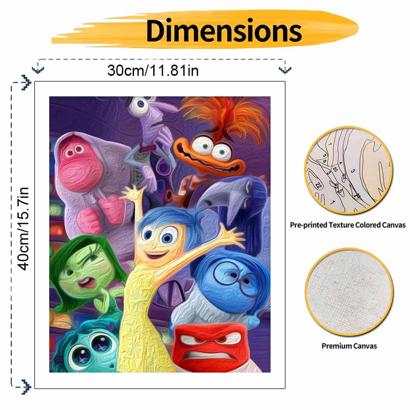 Disney Inside Out 2 oil paint by numbers painting kit handmade diy home decor gifts wall art canvas painting for living room decor