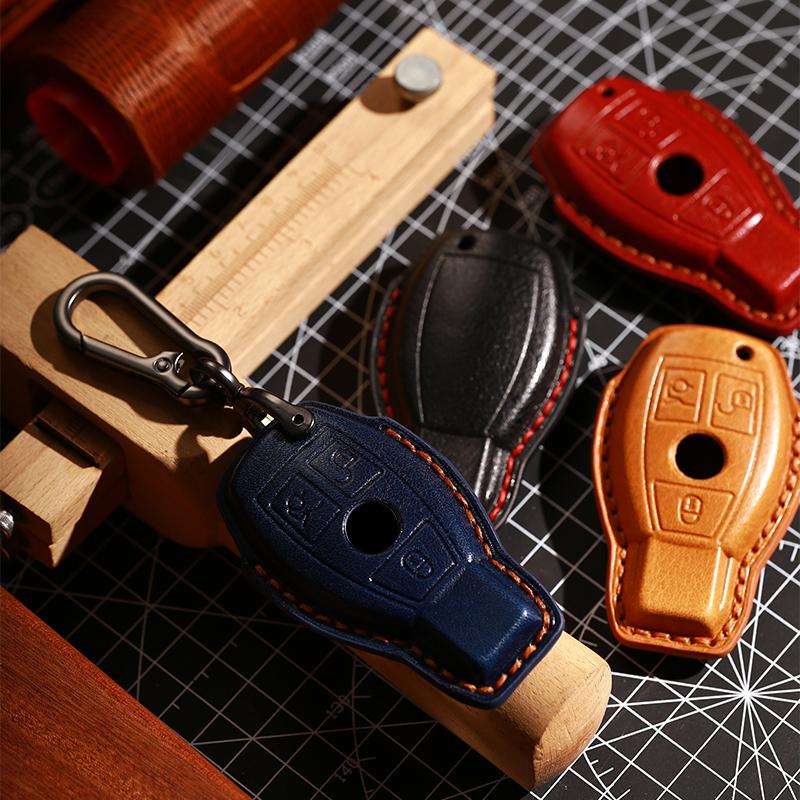 GUSHIBEI Genuine Leather Car Key Case Cover For Benz