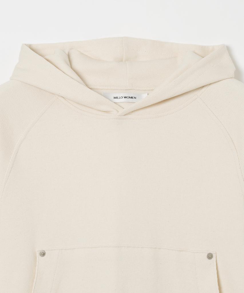 Ribbed Short Sleeve Hoodie [Ivory]