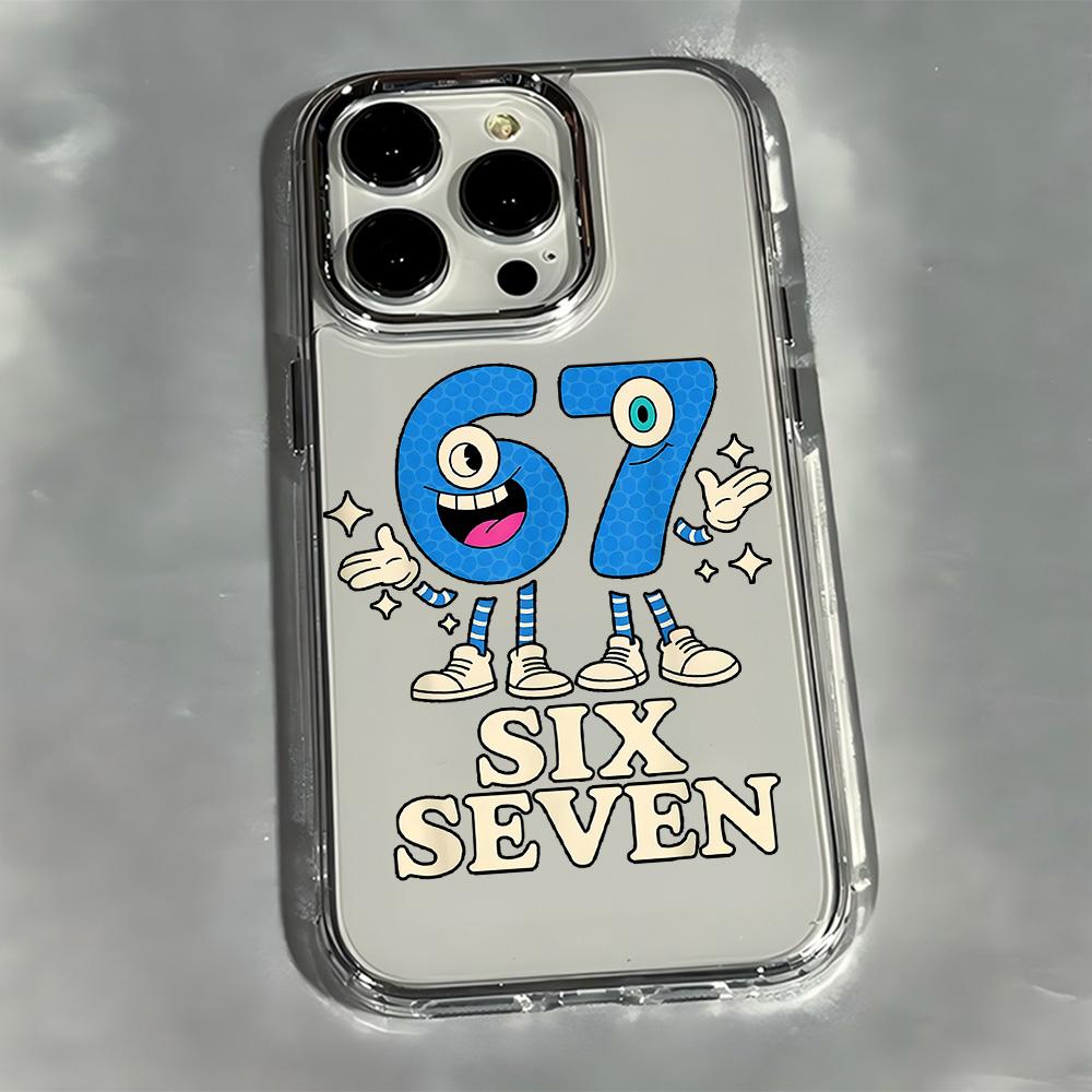 Luxury Six Seven 67 Phone Case For iPhone 17e 17 16e 16 15 14 13 12 11 Mini Pro Max X XR XSMAX Air Plus Transparent Soft Cover