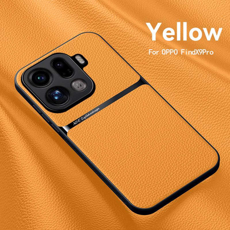 For OPPO Find X9 Pro Car Magnetic Phone Case For OPPO Find X9 Pro Leather Texture Silicone Protection Shockproof Phone Cover