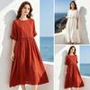 Robe d'été pour femmes grande taille Bohème Manches courtes Col rond Lâche Longue Robe Décontractée Fluide Plage Robe trapèze