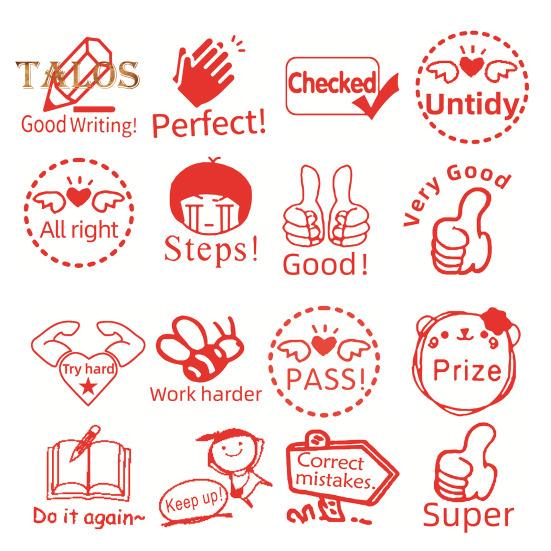 Sello de comentario en inglés Tinta de larga duración Sello de comentario en inglés Múltiples opciones de color Herramienta de evaluación para profesores