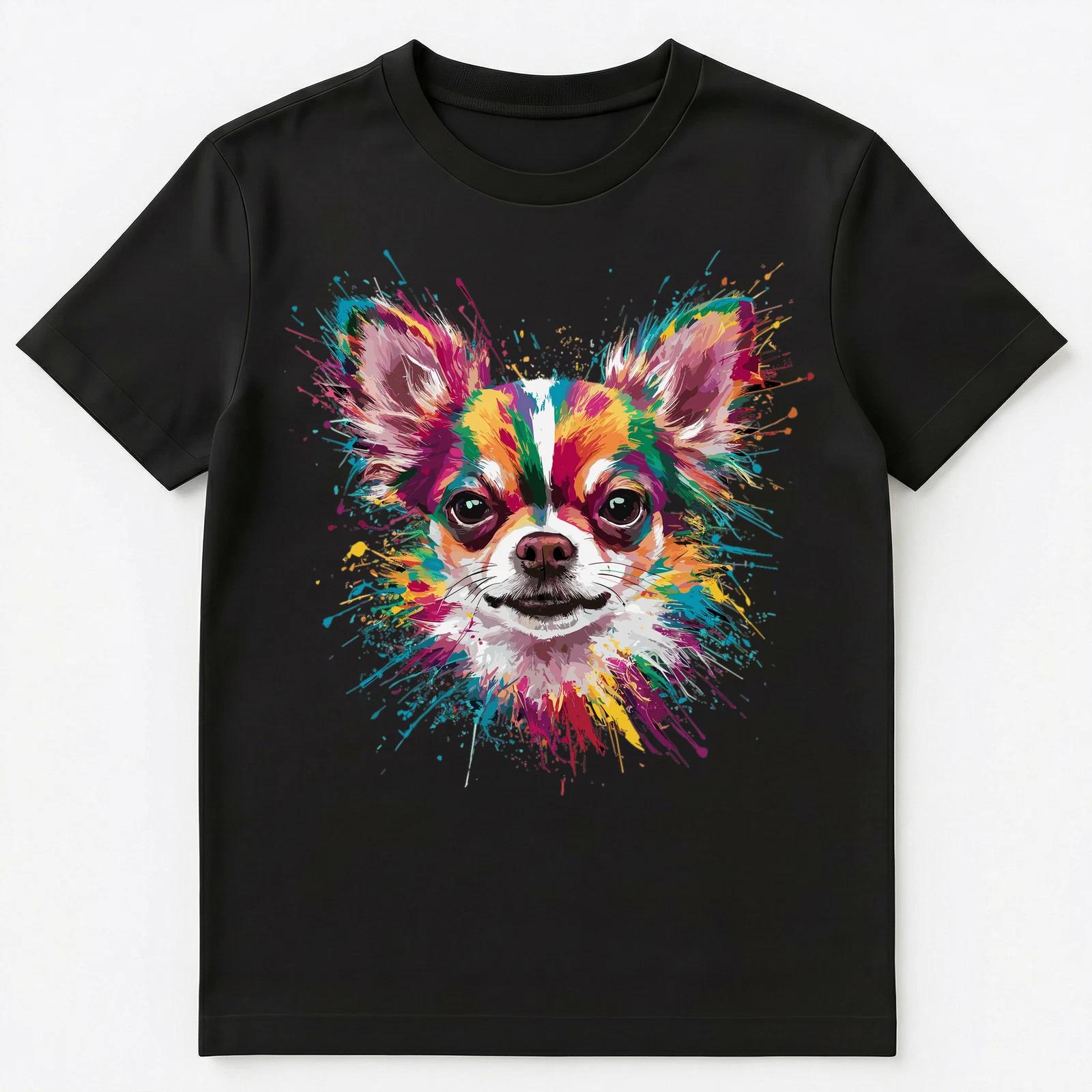 

Colorful Paint Splash Chihuahua Art Graphic Unisex T-Shirt 4XL