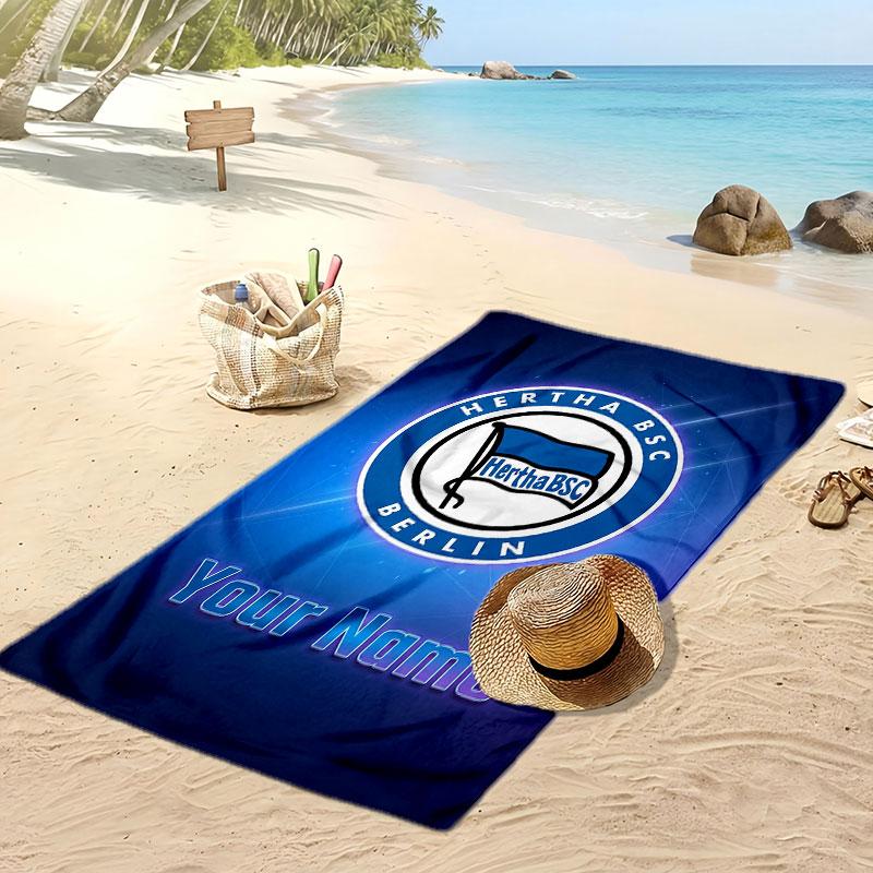 Hertha BSC Asciugamano da Spiaggia Stampato Personalizzato Logo Calcio Supporto Nome Personalizzato Testo Asciugamano Assorbente Per Sport Viaggio Regalo Speciale