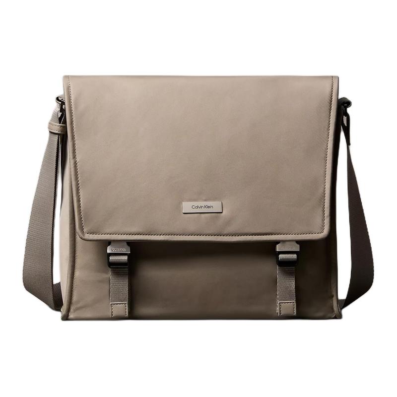 Calvin Klein Letter Logo Recycled Nylon Messenger Bag Shoulder Crossbody Bag Men s Desert Taupe серый