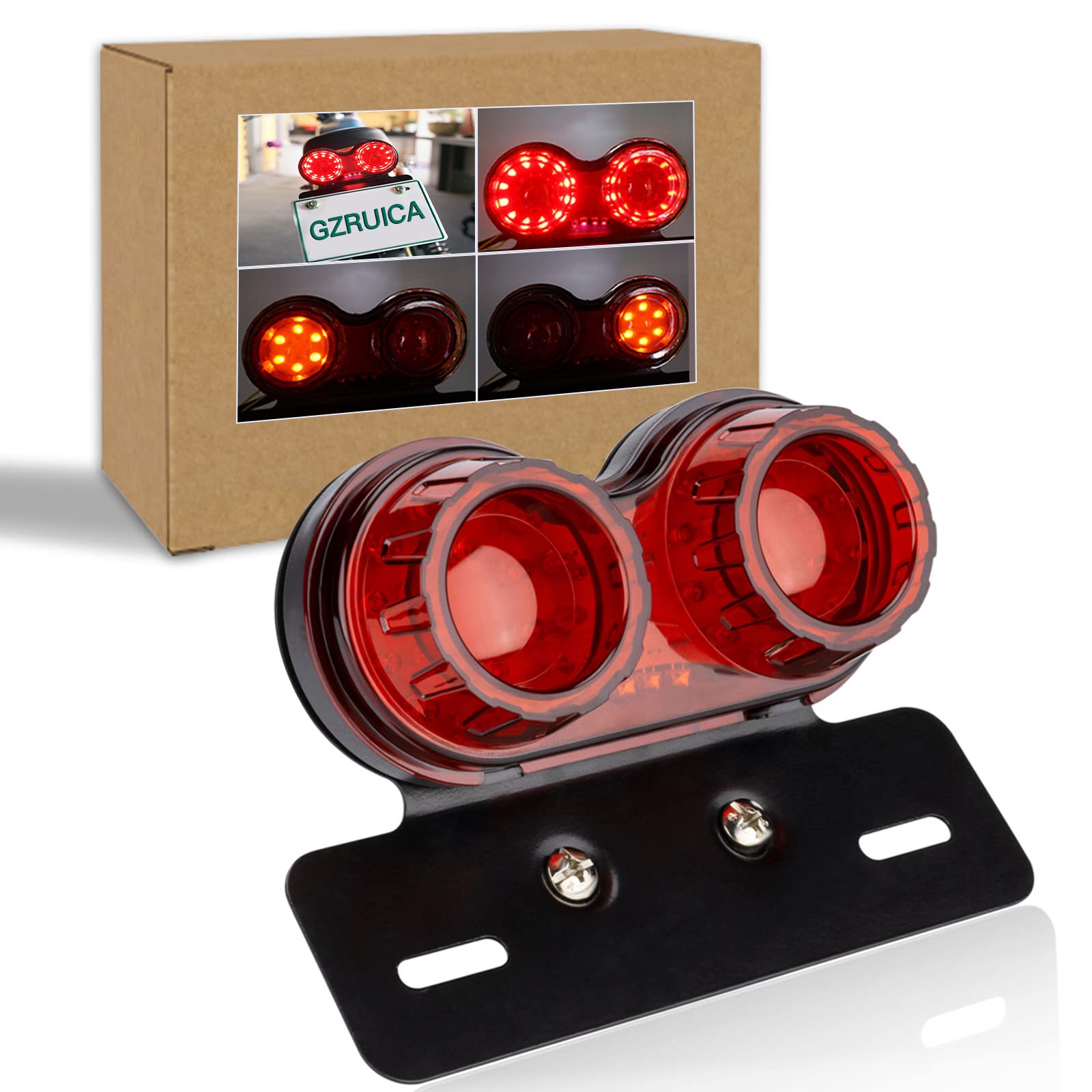 

GZRUICA Motorcycle Rear Brake Light, Tail Light, Rear Brake Light, Rear End Warning Light, красный
