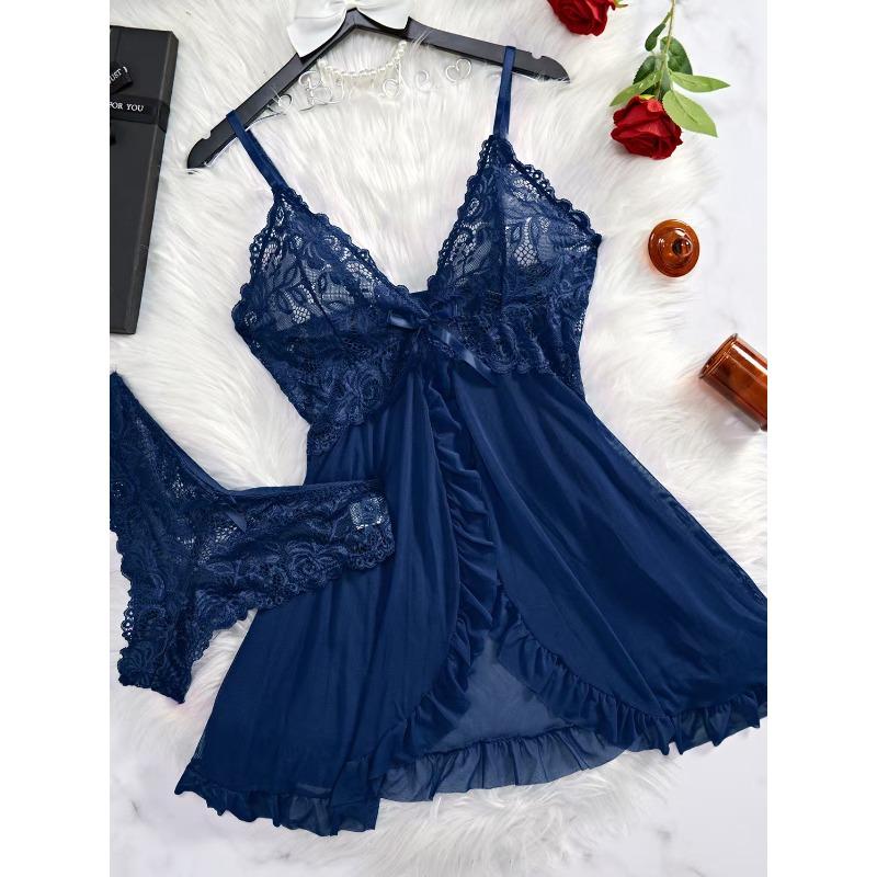 Pajamas Female Sexy V-Neck Lace Suspender Multicolor Set Sex Underwear
