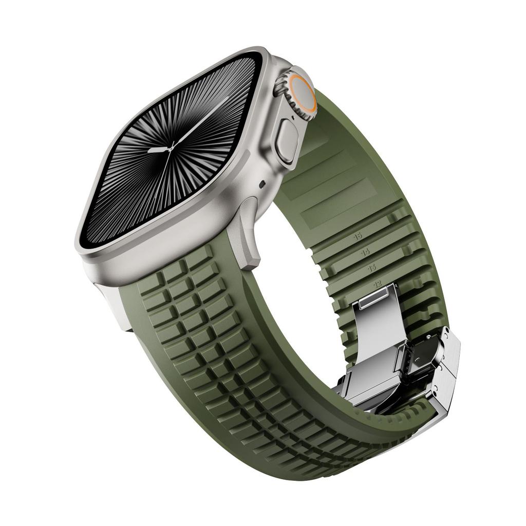 Silicone TPU Strap for Apple Watch Band Ultra 3 49mm 46mm 45mm 44mm Titanium Color Bracelet for IWatch Series 11 10 9 8 SE 7 6 5