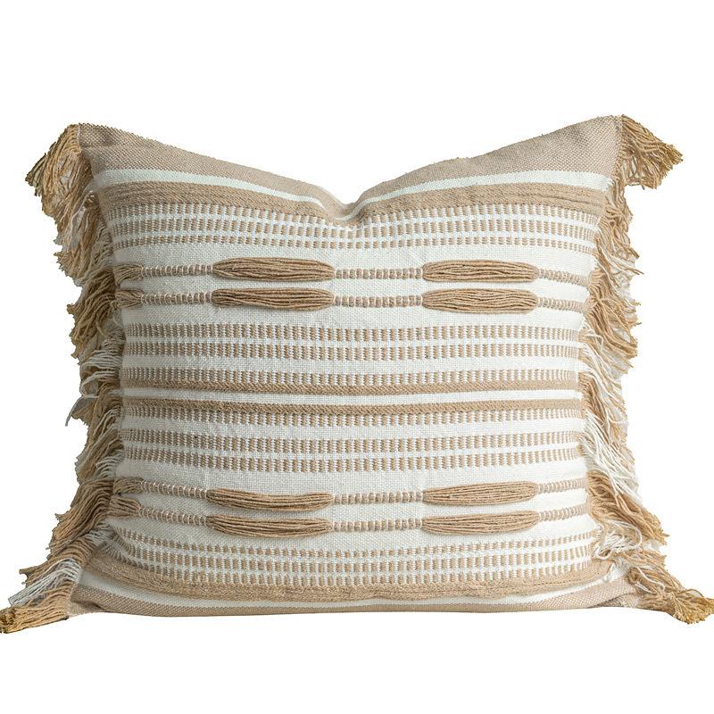 ACHETER MAINTENANT 1 pièce Housse de coussin rayée teintée en fil style bohème Housse de coussin vintage pastorale pour salon canapé Chambre à coucher Décoration 45x45cm