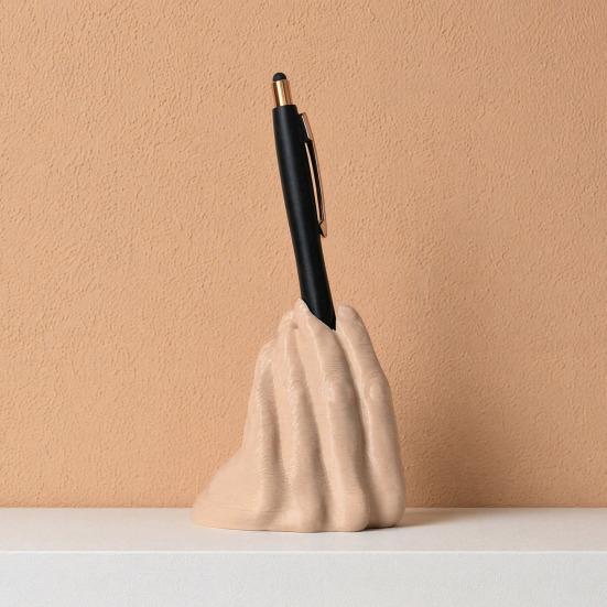 Solid Base Pen Holder Funny Hand Gesture for Desk, 3D Printed Creative Novelty Pencil Stand, Desktop Organizer Office Accessories Desk