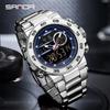 SANDA Fashionable Waterproof  Men's Electronic Watch Sports Multifunctional Large Dial Three Pin Double Display Men's Wrist Watc