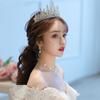 Fashion Elegant Korean Gold Color Crown Hair Accessories Luxury Crystal Tiara For Women Wedding Headdress Bridal Hair Jewelry