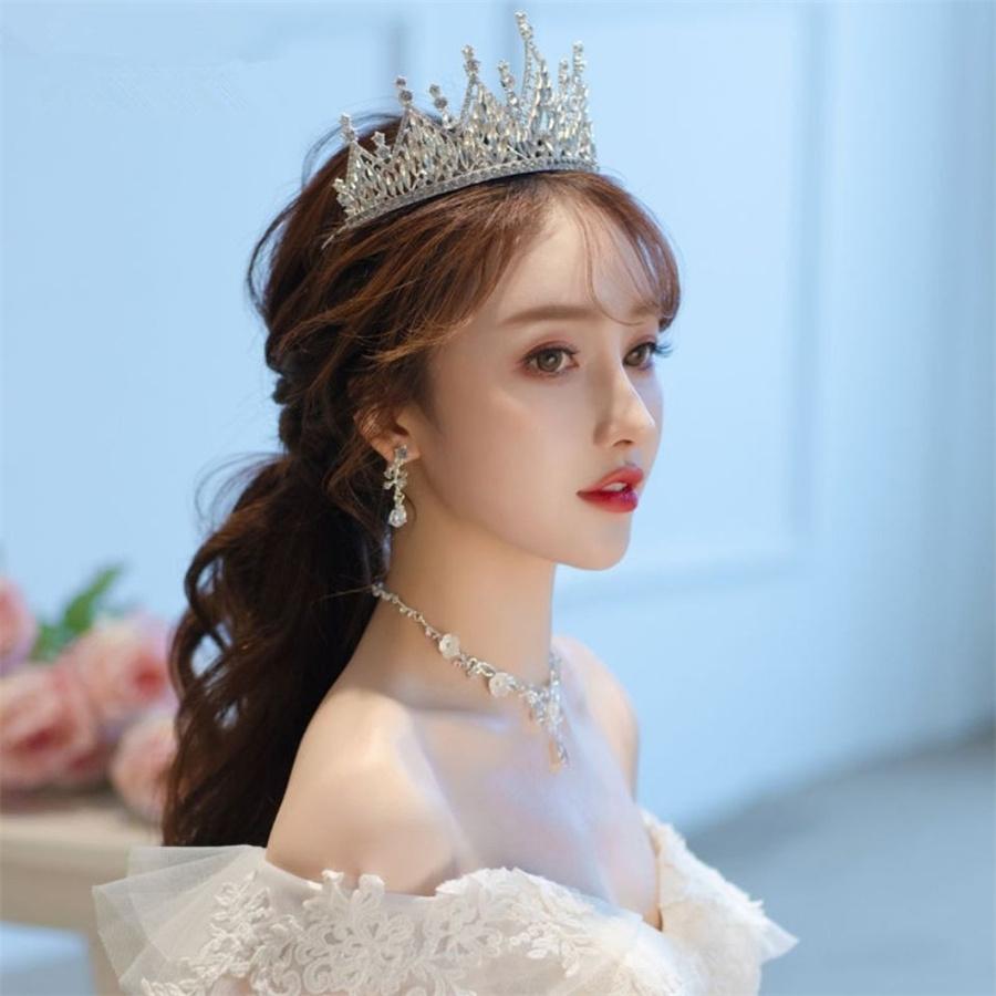 Fashion Elegant Korean Gold Color Crown Hair Accessories Luxury Crystal Tiara For Women Wedding Headdress Bridal Hair Jewelry